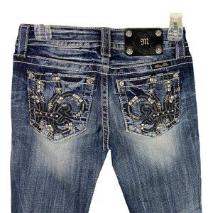NWOT Miss Me Jeans Women’s Sz 26 Signature skinny Denim Embellished fleur de lis